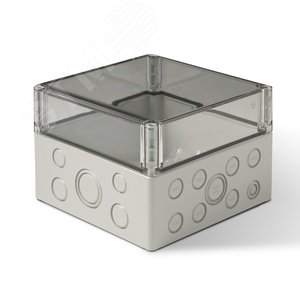 Корпус термопластиковый Cubo S 175 x 175 x 125 мм, 75 мм основание, метрические выбивные отверстия, прозрачная крышка, PC, IP 66/67 (SPCM181813HT) - Ensto