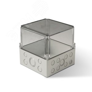 Корпус термопластиковый Cubo S 175 x 175 x 175 мм, 75 мм основание, метрические выбивные отверстия, прозрачная крышка, PC, IP 66/67 (SPCM181818HT) - Ensto