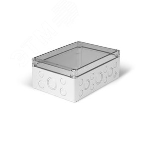 Корпус термопластиковый Cubo S 175 x 250 x 100 мм, 75 мм основание, метрические выбивные отверстия, прозрачная крышка, PC, IP 66/67 (SPCM182510HT) - Ensto