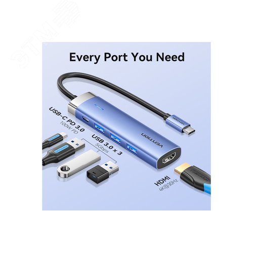 Мультифункциональный хаб USB Type C 5 в 1 - фото 2
