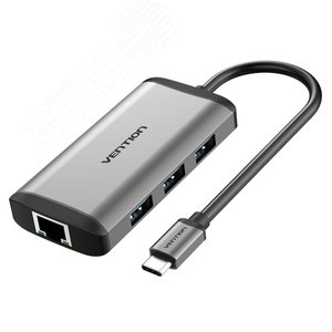 Хаб USB Type C 6 в 1, USB 3.1, HDMI 19, RJ45 - Vention