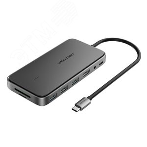 Хаб USB Type C 9 в 1, USB 3.1, HDMI 19, M.2 NVMe (B Key, B+M Key), Micro SD - Vention