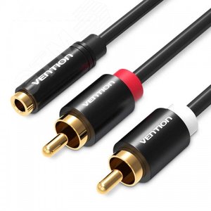 Аудио кабель Jack 3.5 мм F на 2RCA M, 1 м. - Vention