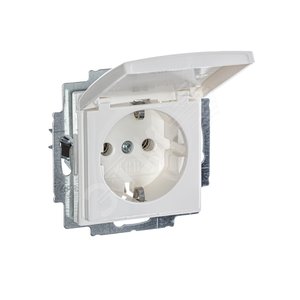 ABB Basic 55 Альп. белый Розетка с/з с крышкой | 2018-0-0350  | 2CKA002018A0350 | ABB - фото 5