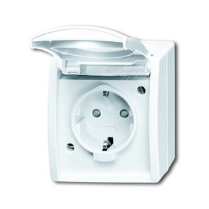 Розетка SCHUKO 16А 250В IP44 для открытого монтажа c защитными шторками, серия ocean, цвет альпийский белый | 2083-0-0843 | 2CKA002083A0843 | ABB