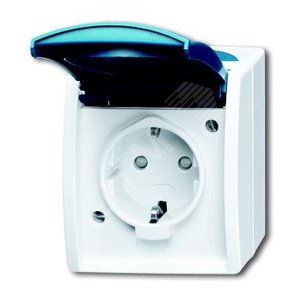 Розетка SCHUKO 16А 250В IP44 для открытого монтажа, с полем для надписи, серия ocean, цвет серый/сине-зелёный | 2083-0-0848 | 2CKA002083A0848 | ABB 2