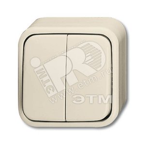 Выключатель 2-клавишный, с подсветкой, для открытого монтажа, IP44, серия Busch-Duro 2000 AP, цвет слоновая кость | 1042-0-0670  | 2CKA001042A0670 | A