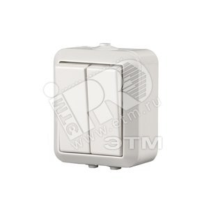 Выключатель 2-клавишный, 1-полюсный, 16А/230В (схема 2), серия Jussi, белый, поверхностный монтаж, IP44 | 1065SW  | 2TKA000165G1 | ABB