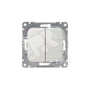 Выключатель 2-клавишный, 1-полюсный, 16А/230В (схама 5), серия Jussi, белый | 1065U | 2TKA000167G1 | ABB