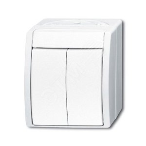 Кнопка 2-клавишная, НОК, с 2-мя раздельными цепями, IP44, для открытого монтажа, серия ocean, цвет альп. белый | 1484-0-0379 | 2CKA001484A0379 | ABB 2