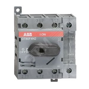 Рубильник OT80F4N2 до 80А 4х-полюсный для установки на DIN-рейку или монтажную плату (с резерв. ручкой) | 1SCA105413R1001 | ABB 2