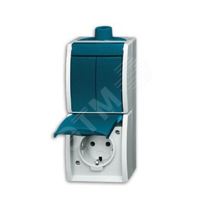 Блок из 2-клавишного выкл. и розетки SCHUKO для открытого монтажа, IP44, серия ocean, цвет серый/сине-зелёный | 1684-0-0324  | 2CKA001684A0324 | ABB - фото 2