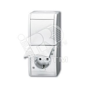 Блок из 1-клавишного перекл. и розетки SCHUKO для открытого монтажа, IP44, серия ocean, цвет альпийский белый | 1684-0-0327  | 2CKA001684A0327 | ABB - ABB