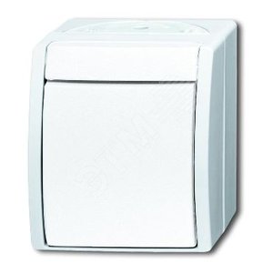 Переключатель 1-клавишный, IP44, для открытого монтажа, серия ocean, цвет альпийский белый 2