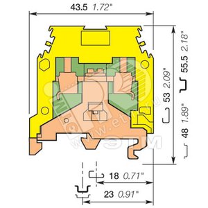 Клемма винтовая M4/6P Земля 4 мм.кв желто-зеленая (5113R1600) - ABB