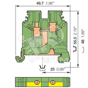 Клемма винтовая D6/8.P 6мм.кв. земля - ABB