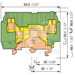 Клемма винтовая M4/6.4A.P 4мм.кв. Земля - ABB