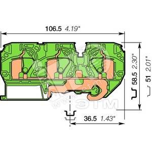 Клемма пружинная D16/12.P.3L 16мм.кв. 3 зажима земля (1SNA290432R2000) - ABB