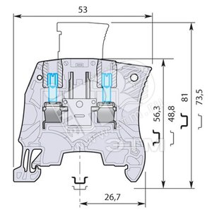 Клемма ZS4-SP-T2 с розеткой + 2 тестовых гнезда DIA2 - ABB
