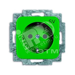 Розетка SCHUKO 16А 250В, серия Busch-Duro 2000 SI зеленая (центральная плата и суппорт) | 2011-0-2225 | 2CKA002011A2225 | ABB - ABB