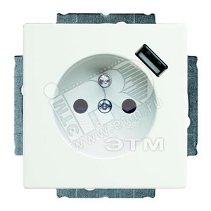 ABB Basic 55 Альп. белый Розетка Schuko 20 EUCBUSB-94-500, 16А, 700мА с устр.заряд.USB | 2011-0-6193  | 2CKA002011A6193 | ABB - ABB