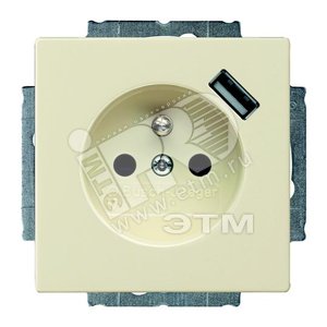 ABB Basic 55 Шампань Розетка Schuko 20 EUCBUSB-93-500, 16А, 700мА,с устр.заряд. USB | 2011-0-6194  | 2CKA002011A6194 | ABB - ABB