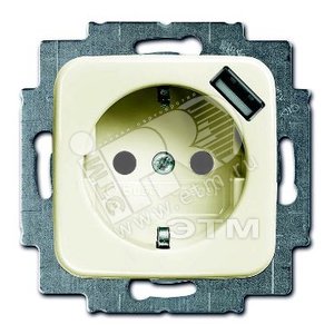 Розетка Schuko с устройством зарядным USB, 20 EUCBUSB-212-500, Busch-Duro слоновая кость, 16А, 700 мА | 2011-0-6174  | 2CKA002011A6174 | ABB
