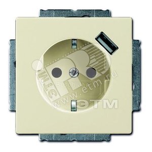 Розетка Schuko с устройством зарядным USB, 20 EUCBUSB-82-500, Future слоновая кость(саванна), 16А, 700 мА, | 2011-0-6177  | 2CKA002011A6177 | ABB