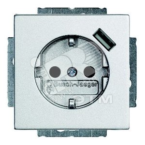 Розетка Schuko с устройством зарядным USB, 20 EUCBUSB-83-500, Future алюминий, 16А, 700 мА, электрон - ABB