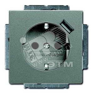 Розетка Schuko с устройством зарядным USB, 20 EUCBUSB-803-500, Solo серый металлик(метеор), 16А, 700