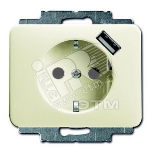 ALPHA Розетка USB со шторками слоновая кость безвинтовые клеммы - ABB