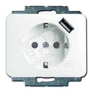 ALPHA Розетка USB со шторками алебастр (белый глянец) безвинтовые клеммы (2011-0-6189)