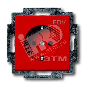 Розетка SCHUKO 16А 250В с маркировкой EDV, со шторками, серия solo/future, цвет красный | 2013-0-5325 | 2CKA002013A5325 | ABB