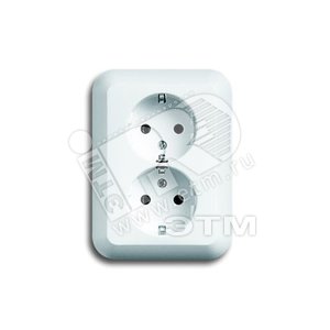 Двойная розетка 2Р+E 10/16А 250В в корпусе alpha nea белый матовый - ABB