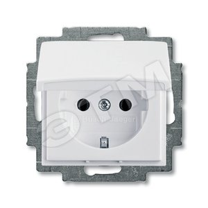 ABB Basic 55 Альп. белый Розетка с/з с крышкой | 2018-0-0350  | 2CKA002018A0350 | ABB - ABB