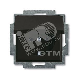 ABB Basic 55 Шато (чёрный) Розетка с/з 16А 250В, IP44, в сборе | 2018-0-1502  | 2CKA002018A1502 | ABB - ABB