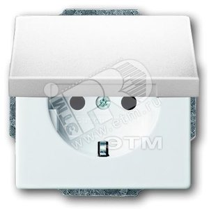 Розетка SCHUKO 16А 250В с крышкой, серия solo/future, цвет davos/альпийский белый | 2018-0-1509 | 2CKA002018A1509 | ABB