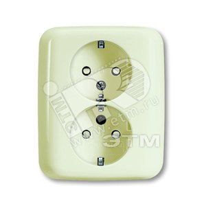 Розетка SCHUKO 16А 250В, двойная, со шторками, серия Busch-Duro 2000 SI, цвет слоновая кость | 2021-0-0335 | 2CKA002021A0335 | ABB - ABB
