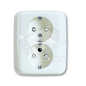 Розетка SCHUKO 16А 250В, двойная со шторками, серия Reflex SI, цвет альпийский белый | 2021-0-0343 | 2CKA002021A0343 | ABB