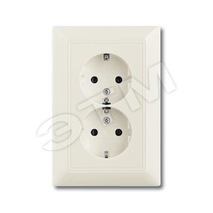 ABB Basic 55 Сл. кость Розетка 2-ая с/з моноблок, с защитными шторками | 2021-0-0379  | 2CKA002021A0379 | ABB - ABB