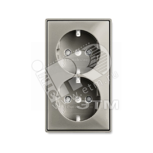 Розетка SCHUKO 16А 250В, двойная, с защитными шторками, серия Basic 55, цвет шампань - ABB