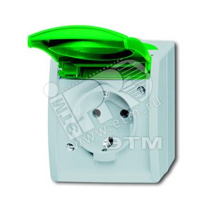 Розетка 2Р+E 10/16А 250В IP44 для открытого монтажа ocean c зеленой крышкой - ABB