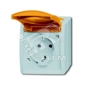 Розетка SCHUKO 16А 250В IP44, для открытого монтажа, c оранжевой крышкой, серия ocean, цвет серый/сине-зелёный | 2083-0-0820 | 2CKA002083A0820 | ABB