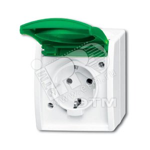 Розетка SCHUKO 16А 250В IP44 для открытого монтажа, c зелёной крышкой, серия ocean, цвет белый | 2083-0-0837 | 2CKA002083A0837 | ABB