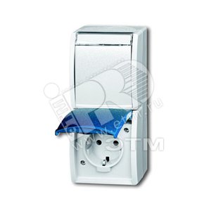 Розетка SCHUKO 16А 250В IP44, двойная вертикальная, для открытого монтажа, серия ocean, цвет серый/сине-зелёный | 2084-0-0702  | 2CKA002084A0702 | ABB - ABB