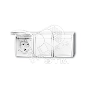 Розетка SCHUKO 16А 250В IP44, тройная, для открытого монтажа, серия ocean, цвет альпийский белый | 2084-0-0712 | 2CKA002084A0712 | ABB