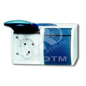Розетка SCHUKO 16А 250В IP44, двойная, горизонтальная, для открытого монт., серия ocean, цвет серый/сине-зелёный | 2084-0-0726  | 2CKA002084A0726 | AB - ABB