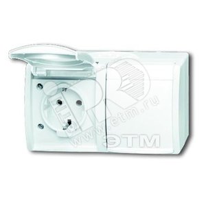 Розетка SCHUKO 16А 250В IP44, двойная, горизонтальная, для открытого монтажа, серия ocean, цвет альпийский белый | 2084-0-0727  | 2CKA002084A0727 | AB - ABB