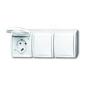 Розетка SCHUKO 16А 250В IP44, тройная, для открытого монтажа, серия ocean, цвет альпийский белый | 2084-0-0712 | 2CKA002084A0712 | ABB 2