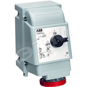Розетка на поверхность с выключателем и блокировкой 16A,2P+E,IP67,для тяжелых условий - ABB